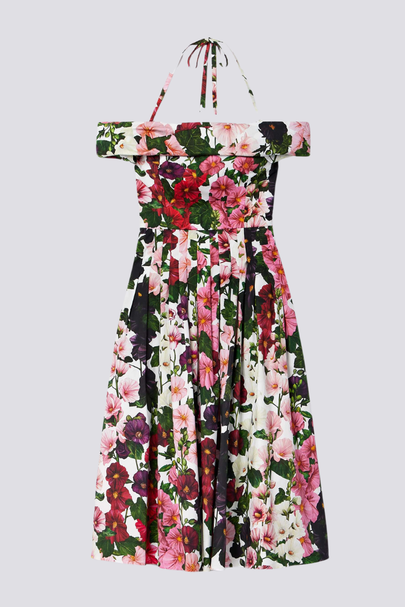 Claudia Aesthetic Off the Shoulder Floral Midi Dress Evening Wear Edit