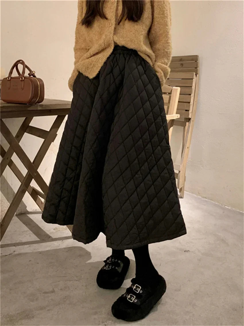 Cotton Padded High Waist Skirt