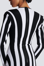 Berta Exclusive Long Sleeved Striped Mini Knit Dress Designer Edit