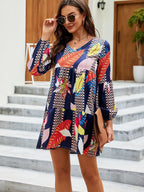 Allover Print Boho Mini Dress