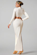 Zarepe White Flower Bandage Maxi Dress Set