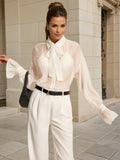 Always Elegant Sheer Bow Tie Blouse