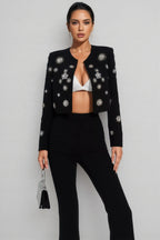 Reyna Black Crystal Pearl Blazer Set