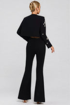 Reyna Black Crystal Pearl Blazer Set