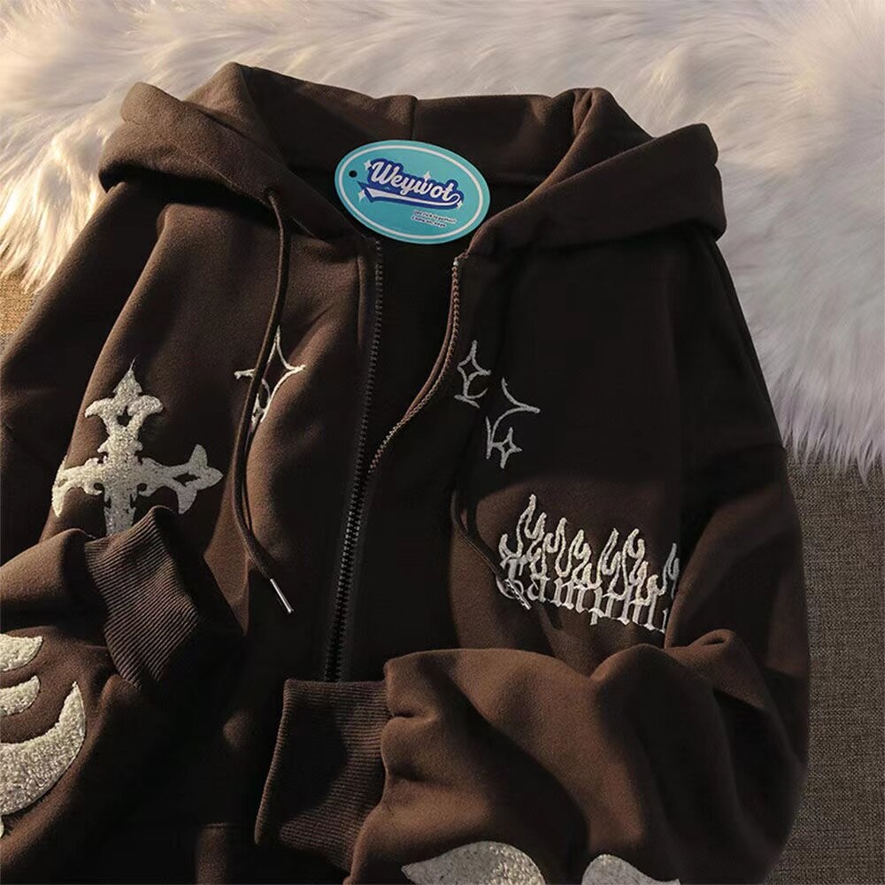 Gothic Street Embroidered Hoodie