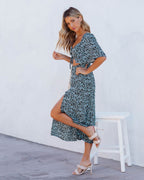 Andee Floral Cutout Midi Dress Blue Multi