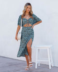 Andee Floral Cutout Midi Dress Blue Multi