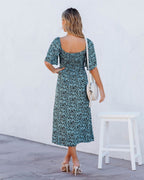 Andee Floral Cutout Midi Dress Blue Multi