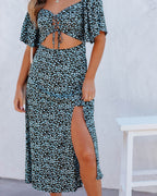 Andee Floral Cutout Midi Dress Blue Multi