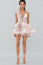 Carte Pink Backless Printed Mini Dress