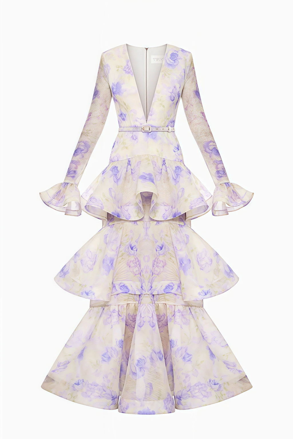 Olenf V-neck Printed Cake Maxi Dress