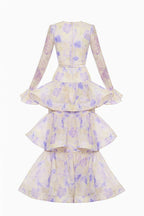 Olenf V-neck Printed Cake Maxi Dress
