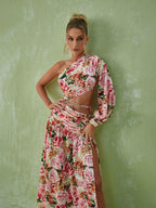 Annabella One Shoulder Floral Cutout Maxi Dress In Pink