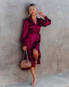 Anniversary Satin Wrap Midi Dress Merlot FINAL