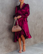 Anniversary Satin Wrap Midi Dress Merlot FINAL