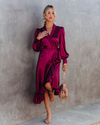 Anniversary Satin Wrap Midi Dress Merlot FINAL