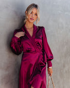 Anniversary Satin Wrap Midi Dress Merlot FINAL