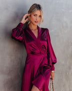 Anniversary Satin Wrap Midi Dress Merlot FINAL