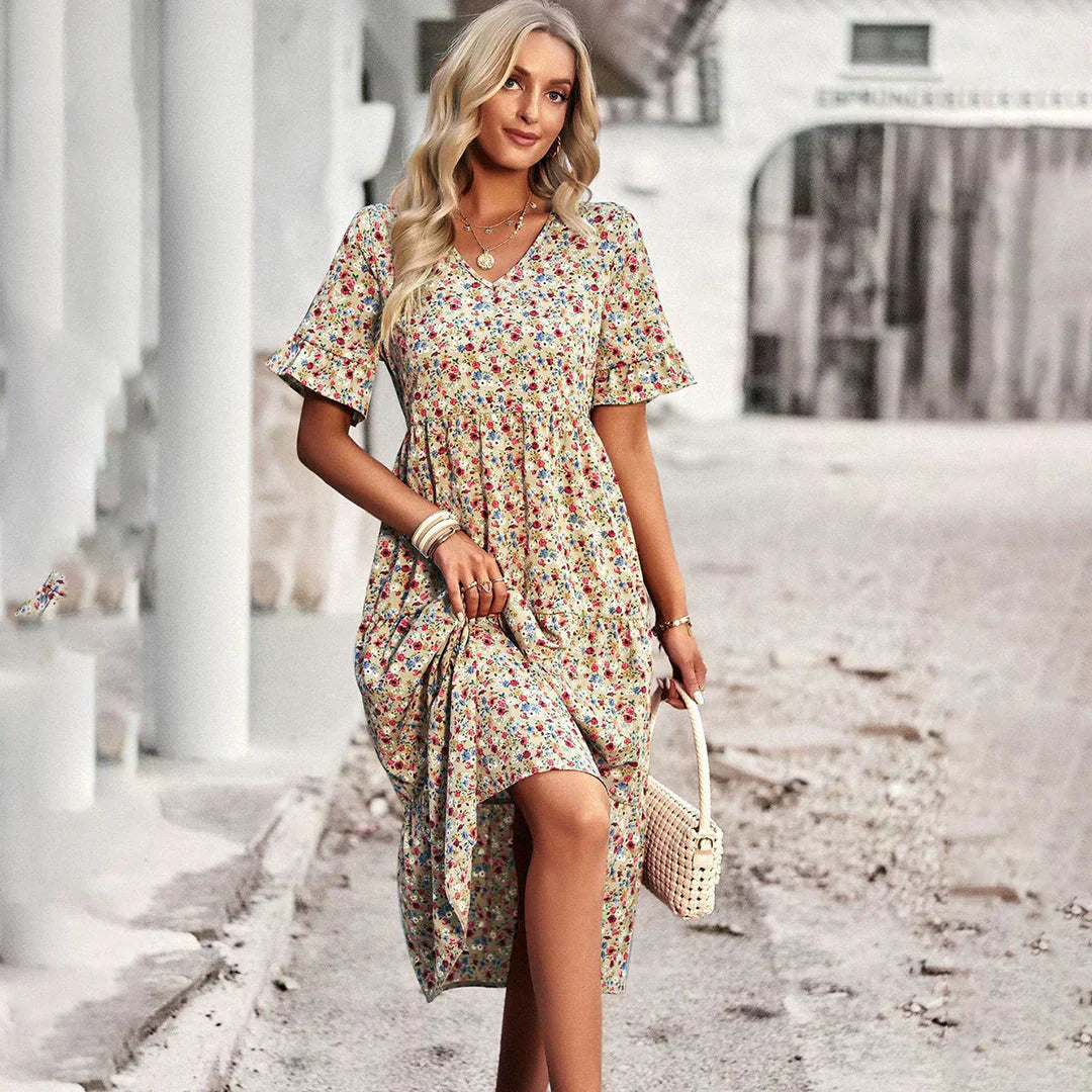 Lena Elevated Women's Casual Floral Summer Dress Evening Wear Edit