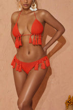 Edan Knitted Tassel Bikini Two Piece Set