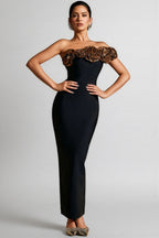Omi One Shoulder Flowers Bandage Midi Dress