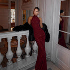 Arrival Party Red Carpet Dress Elegant Halter Sheath Fishtail Dress