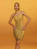 Crystal Fringe Chain Mini Dress