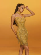 Crystal Fringe Chain Mini Dress