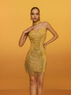 Crystal Fringe Chain Mini Dress