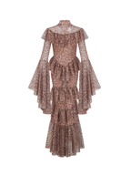 Bell Sleeve Leopard Midi Dress