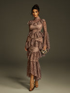 Bell Sleeve Leopard Midi Dress