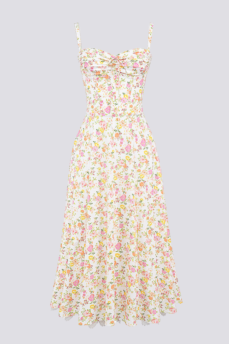 Xandra Boutique Ruched Floral Maxi Dress Premium Wardrobe Essential