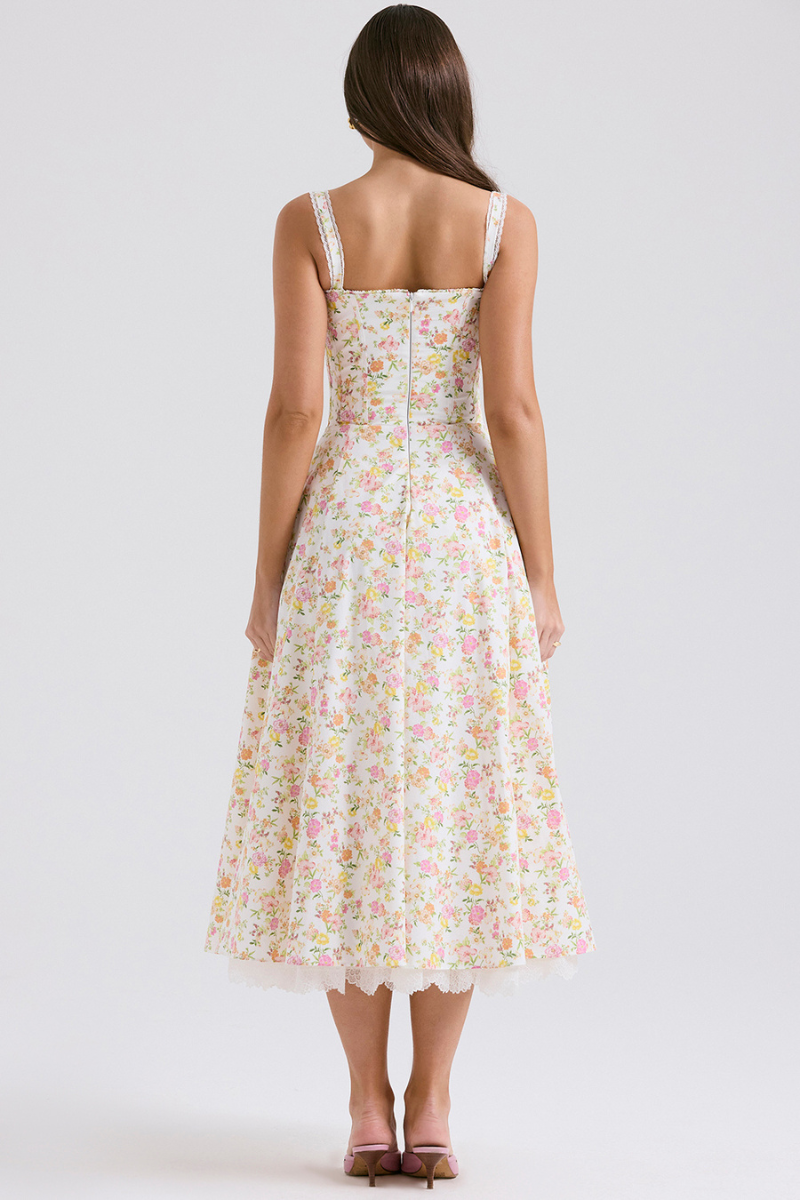 Xandra Boutique Ruched Floral Maxi Dress Premium Wardrobe Essential