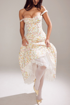Olga Boutique Ruched Floral Maxi Dress Statement Occasion Edit