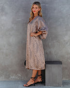 Attitude Satin Printed Balloon Sleeve Midi Dress FINAL