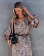 Attitude Satin Printed Balloon Sleeve Midi Dress FINAL