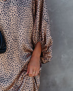 Attitude Satin Printed Balloon Sleeve Midi Dress FINAL