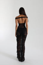 Miran - See - Through Lace Off - Shoulder Maxi Dress