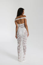 Miran - See - Through Lace Off - Shoulder Maxi Dress