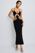 Belle Black Bandage Slip Maxi Dress