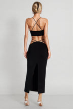 Belle Black Bandage Slip Maxi Dress