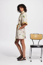 Waleska Minimalist Short Sleeved Embroidered Mini Dress Designer Edit