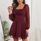 DressBetty - 2024 Winter Temperament Elegant Casual Fashion Long Sleeve High Waist Midi Dress