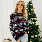 DressBetty - Long Sleeve Small Snowflake Slim Red Christmas Print Sweater Knit JumperPullover Sweater
