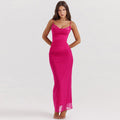 Elegant Slim Fit Chest Split DressLace Mesh Camisole Dress for