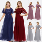 Stretch Waist Patchwork round Neck Party Big a Swing Evening Dress for