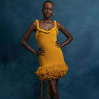 Twine Rope Shoulder Strap Tassel Dress Swing Short Dress