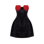 Peach Chest Diamond A line Velvet Dress Love Niche Dress