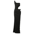 Hollow Out Cutout Slim Fit Maxi Dress Solid Color Split Tube Top Package Hip Dress