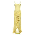 Backless Mesh Strap Dress Solid Color Slim Fit Dress